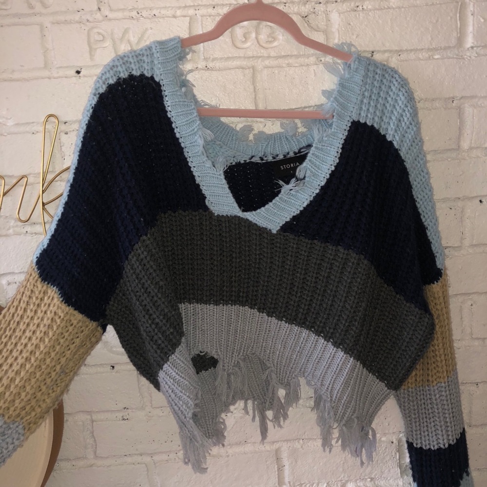 Fringed Cropped Sweater